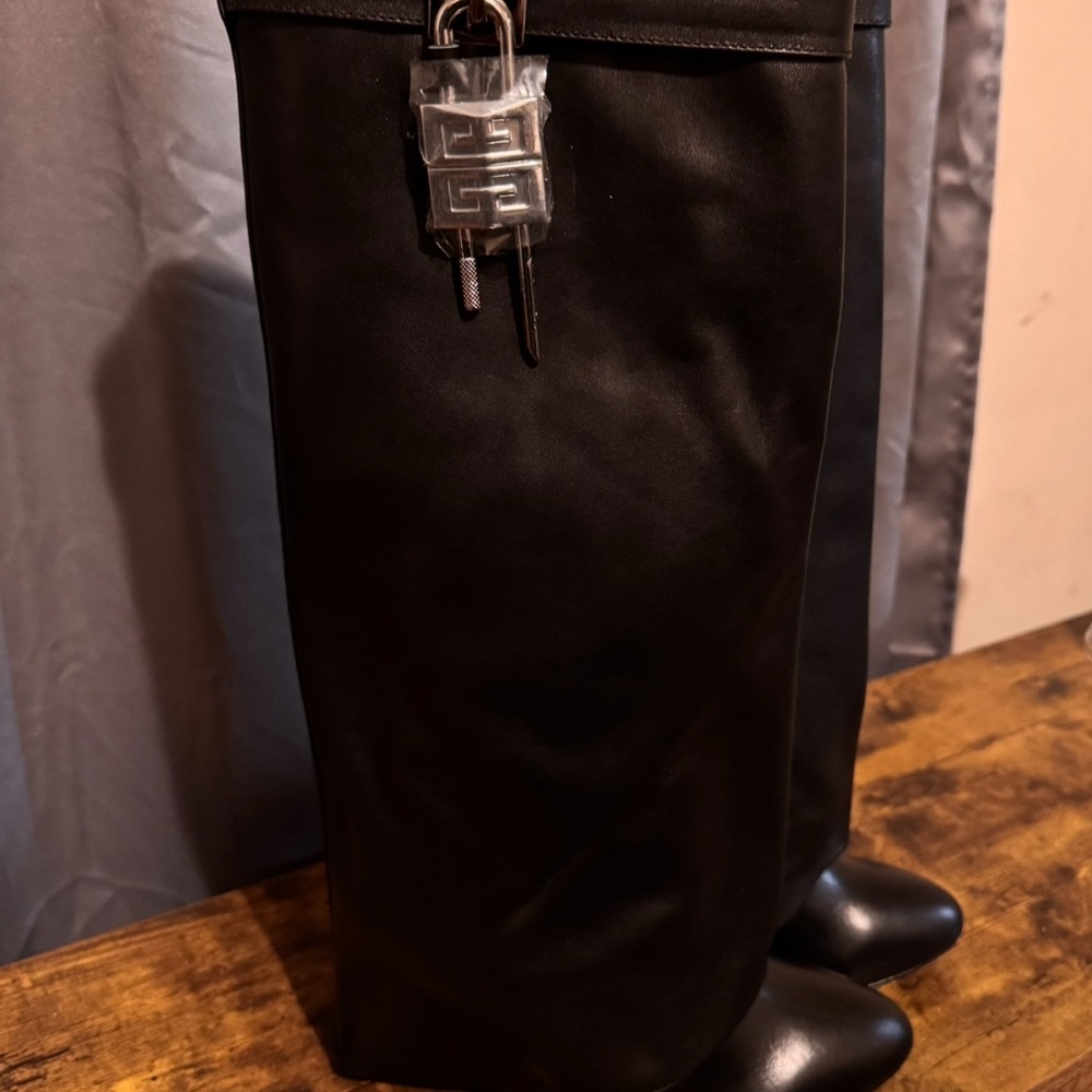 Givenchy Black Heeled Boots with Silver Accent